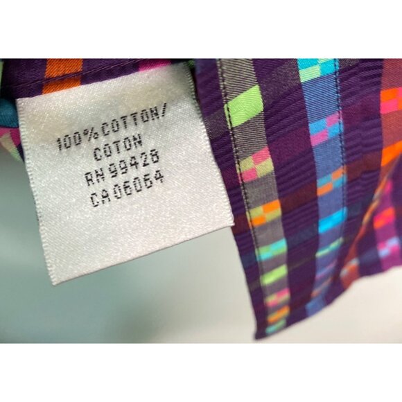 Bugatchi Men's Colorful Checked Button-Down Dress Shirt Size M - Picture 10 of 10